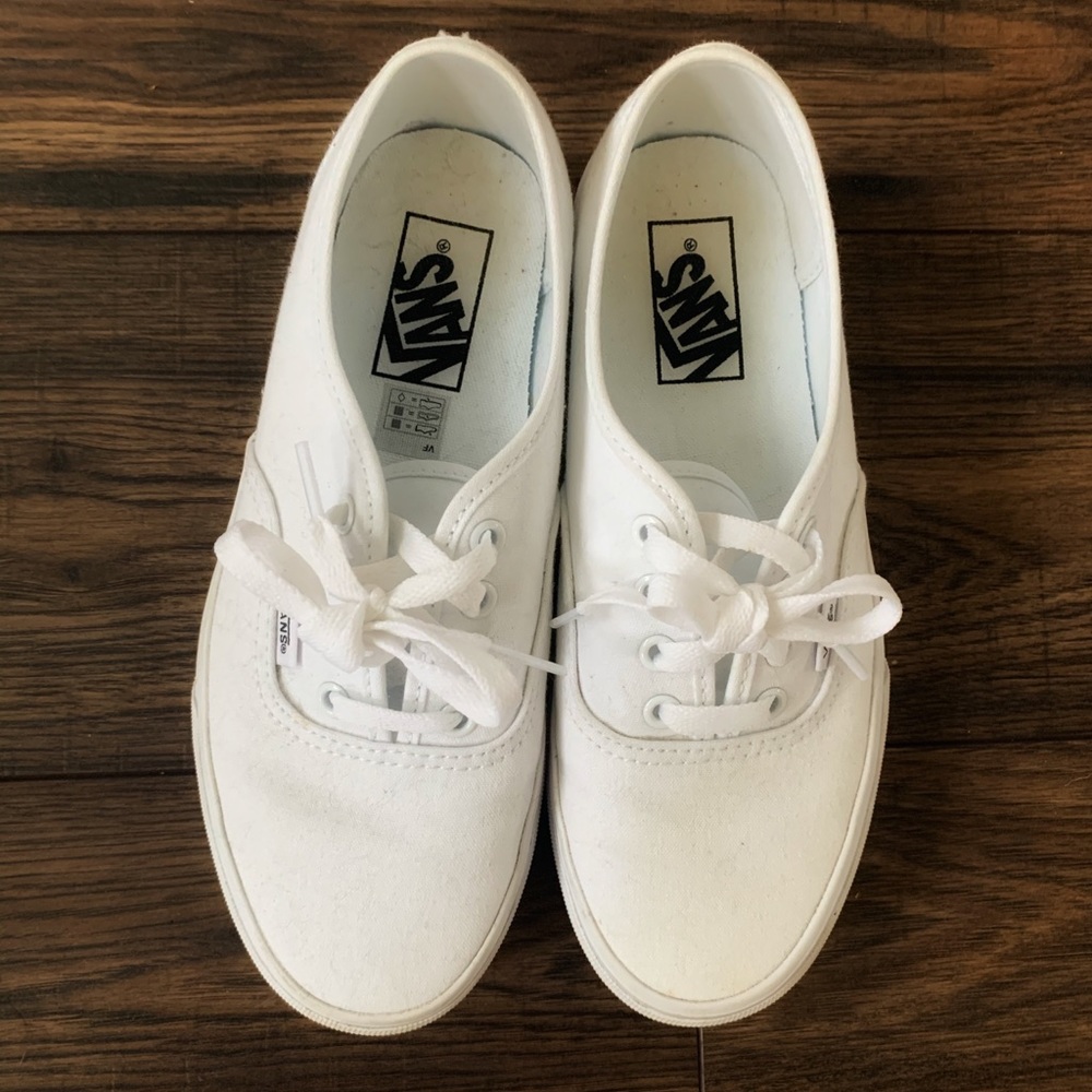 Vans, crisp white.